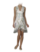 EMPORIO ARMANI - Silk Organza Floral Print V-Neck Wrap Dress