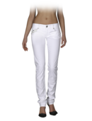 EMPORIO ARMANI - Cotton Canvas Skinny Kate Jean with Leather Detail