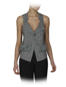 EMPORIO ARMANI - Viscose Linen Textured Pinstripe Gillet