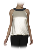 EMPORIO ARMANI - Silk Stretch Rembrose Top with Beaded Collar