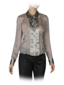 EMPORIO ARMANI - Long Sleeve Silk Chiffon Blouse