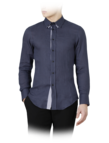Shirt with blue collar