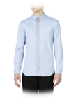 Blue shirt with grey inlays