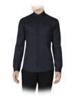 Shirt with plissé mandarin collar