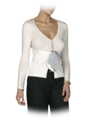 EMPORIO ARMANI - Cotton Silk Cashmere Button Cardigan with Satin Tie