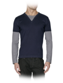EMPORIO ARMANI - V-Neck Sweater with Faux LS Crew Underlay