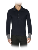 EMPORIO ARMANI - Long Sleeve Henley Sweater with Foldover Collar