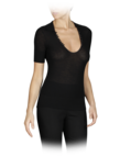 Sweater with decorative satin buttons