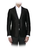 EMPORIO ARMANI - Jude Two-Button Notch Lapel Black Geometric Pattern Jacket