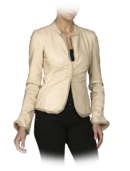 EMPORIO ARMANI - Washed Calfskin Tuck Waist Jacket with Georgette Trim