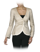 EMPORIO ARMANI - Sable Three Button Ruffle Collarless Jacket