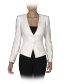EMPORIO ARMANI - Viscose Linen Textured Pinstripe Leather Cuff Collarless Jacket