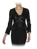 EMPORIO ARMANI - Suede Laminate Crop Jacket with Plisse Hem