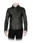 Crocodile-print leather jacket