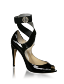 EMPORIO ARMANI - Patent Peeptoe Pump with Ankle Strap