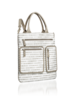 Shoulder bag in fabric with rubber logo