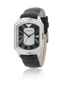 EMPORIO ARMANI - Logo Watch with Silver and Black Dial
