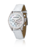 EMPORIO ARMANI - White Oversized Women's Round Mother of Pearl Dial
