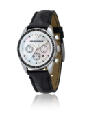 EMPORIO ARMANI - Oversized Round Face Mother of Pearl Chronograph
