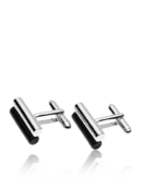 EMPORIO ARMANI - Leather and Silver Cufflinks