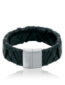EMPORIO ARMANI - Small Leather and Silver Bracelet