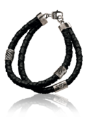 EMPORIO ARMANI - Braided Leather and Sterling Bracelet
